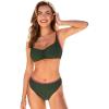 CUPSHE Women’s Bikini Sets Sweetheart Neck Adjustable Wide Straps Swimsuit Stitching Bathing Suit Mid Rise(Green)