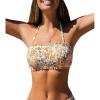 CUPSHE Womens Bikini Top Swimsuit Bandeau Top Back Tie with Removable Shoulder Straps(Beige/Floral)