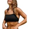 CUPSHE Womens Bikini Top Swimsuit Bandeau Top Back Tie with Removable Shoulder Straps(Black)