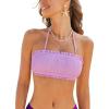 CUPSHE Womens Bikini Top Swimsuit Bandeau Top Back Tie with Removable Shoulder Straps(Lavender Purple)