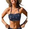 CUPSHE Womens Bikini Top Swimsuit Bandeau Top Back Tie with Removable Shoulder Straps(Navy Floral)