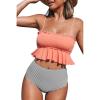 CUPSHE Women’s High Waist Bikini Swimsuit Ruffle Two Piece Bathing Suit(Peach)