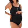 CUPSHE Women’s Maternity One Piece Swimsuit Adjustable Spaghetti Strap Scoop Neck Pregnancy Bathing Suit Back Cutout Grommet(Black)