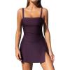 CUPSHE Women’s One Piece Swim Dress Square Neck Bathing Suit Adjustable Straps Swimdress Swimsuit(Plum Purple)
