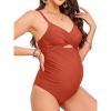 CUPSHE Women’s One Piece Swimsuit Maternity Wrapped Front Ruched Pregnancy Bathing Suit Back Hook Cutout(Red)