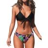 CUPSHE Women’s Two Piece Bikini Set Floral Print Knot Bunny Tie(Black)