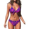 CUPSHE Women’s Two Piece Bikini Set Floral Print Knot Bunny Tie(Blue/Magenta)