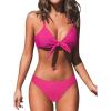 CUPSHE Women’s Two Piece Bikini Set Floral Print Knot Bunny Tie(Bright Pink)