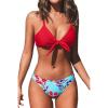 CUPSHE Women’s Two Piece Bikini Set Floral Print Knot Bunny Tie(Multicolor)