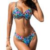 CUPSHE Women’s Two Piece Bikini Set Floral Print Knot Bunny Tie(Vibrant Floral Print)