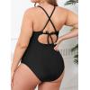 CUPSHE Plus Size One Piece Swimsuit for Women High Neck Cutout Bathing Suit Self Tie Curvy Slimming Swimwear(Black)