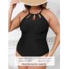 CUPSHE Plus Size One Piece Swimsuit for Women High Neck Cutout Bathing Suit Self Tie Curvy Slimming Swimwear(Black)