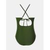 CUPSHE Plus Size One Piece Swimsuit for Women High Neck Cutout Bathing Suit Self Tie Curvy Slimming Swimwear(Olive Green)
