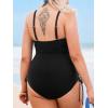 CUPSHE Plus Size Women’s One Piece Bathing Suit Scoop Neck Swimsuit Cutouts Side Drawstring Adjustable Straps(Black)