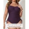 CUPSHE Plus Size Women’s One Piece Bathing Suit Scoop Neck Swimsuit Cutouts Side Drawstring Adjustable Straps(Deep Purple)