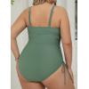 CUPSHE Plus Size Women’s One Piece Bathing Suit Scoop Neck Swimsuit Cutouts Side Drawstring Adjustable Straps(Sage Green)
