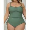 CUPSHE Plus Size Women’s One Piece Bathing Suit Scoop Neck Swimsuit Cutouts Side Drawstring Adjustable Straps(Sage Green)
