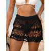 CUPSHE Women Crochet Coverup Skirt Drawstring Knit Mini Skirt Coverup for Swimwear(Black)