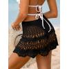 CUPSHE Women Crochet Coverup Skirt Drawstring Knit Mini Skirt Coverup for Swimwear(Black)