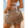 CUPSHE Women Crochet Coverup Skirt Drawstring Knit Mini Skirt Coverup for Swimwear(Brown)