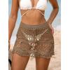 CUPSHE Women Crochet Coverup Skirt Drawstring Knit Mini Skirt Coverup for Swimwear(Brown)