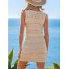 CUPSHE Women Swimsuit Cover Ups Crochet Knit Sleeveless Lightweight Mini Beach Coverup Dress(Neutral)