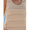 CUPSHE Women Swimsuit Cover Ups Crochet Knit Sleeveless Lightweight Mini Beach Coverup Dress(Neutral)