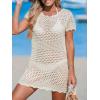 CUPSHE Women Swimsuit Coverup Crochet Bathing Suit Bikini Swimwear Knit Pullover Beach Dress(Off-white)