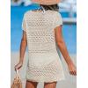 CUPSHE Women Swimsuit Coverup Crochet Bathing Suit Bikini Swimwear Knit Pullover Beach Dress(Off-white)