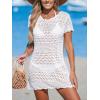 CUPSHE Women Swimsuit Coverup Crochet Bathing Suit Bikini Swimwear Knit Pullover Beach Dress(White)