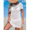 CUPSHE Women Swimsuit Coverup Crochet Bathing Suit Bikini Swimwear Knit Pullover Beach Dress(White)