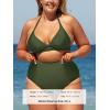 CUPSHE Women Swimsuit Plus Size Bikini Set Three Piece High Waisted Sheer Mesh Top Halter Ruched Bottom(Forest Green)