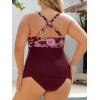 CUPSHE Women Tankini Sets Plus Size Two Piece Swimsuit V Neck Mid Rise Crisscross Back Tie O Ring(Red/Floral)