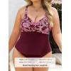 CUPSHE Women Tankini Sets Plus Size Two Piece Swimsuit V Neck Mid Rise Crisscross Back Tie O Ring(Red/Floral)