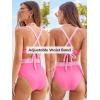 CUPSHE Women’s Bikini Set High Waisted Tummy Control Bathing Suit Crisscross Back Self Tie Full Coverage Swimwear Ruched(Rose Pink/Floral)