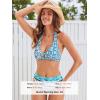 CUPSHE Women’s Bikini Set High Waisted Two Piece Swimsuit O Ring Halter Strap Bathing Suit Back Hook(Turquoise/Abstract)
