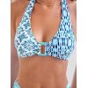 CUPSHE Women’s Bikini Set High Waisted Two Piece Swimsuit O Ring Halter Strap Bathing Suit Back Hook(Turquoise/Abstract)