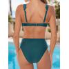 CUPSHE Women’s Bikini Set High Waisted Two Piece Swimsuit Push Up Full Coverage Bathing Suit Scalloped Back Hook(Deep Sea Green)