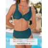 CUPSHE Women’s Bikini Set High Waisted Two Piece Swimsuit Push Up Full Coverage Bathing Suit Scalloped Back Hook(Deep Sea Green)
