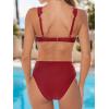 CUPSHE Women’s Bikini Set High Waisted Two Piece Swimsuit Push Up Full Coverage Bathing Suit Scalloped Back Hook(Red)