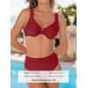 CUPSHE Women’s Bikini Set High Waisted Two Piece Swimsuit Push Up Full Coverage Bathing Suit Scalloped Back Hook(Red)