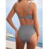 CUPSHE Women’s Bikini Set High Waisted Two Piece Swimsuit Twist Front Cutout Bathing Suit Full Coverage Ruched(Black/Geo)