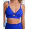 CUPSHE Women’s Bikini Set High Waisted Two Piece Swimsuit Twist Front Cutout Bathing Suit Full Coverage Ruched(Royal Blue)