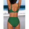 CUPSHE Women’s Bikini Sets High Waisted Swimsuit Underwire Adjustable Straps Twisted Hook Full Coverage Bottom(Alpine Green)