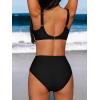 CUPSHE Women’s Bikini Sets High Waisted Swimsuit Underwire Adjustable Straps Twisted Hook Full Coverage Bottom(Black)