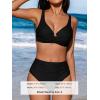 CUPSHE Women’s Bikini Sets High Waisted Swimsuit Underwire Adjustable Straps Twisted Hook Full Coverage Bottom(Black)