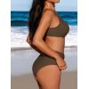 CUPSHE Women’s Bikini Sets High Waisted Swimsuit Underwire Adjustable Straps Twisted Hook Full Coverage Bottom(Chocolate Brown)