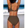 CUPSHE Women’s Bikini Sets High Waisted Swimsuit Underwire Adjustable Straps Twisted Hook Full Coverage Bottom(Chocolate Brown)
