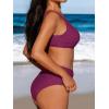 CUPSHE Women’s Bikini Sets High Waisted Swimsuit Underwire Adjustable Straps Twisted Hook Full Coverage Bottom(Purple Red)