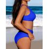 CUPSHE Women’s Bikini Sets High Waisted Swimsuit Underwire Adjustable Straps Twisted Hook Full Coverage Bottom(Royal Blue)
